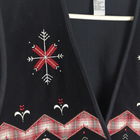Vintage Velvet Embroidered Patchwork Holiday Vest Women's Size Extra Large - Picture 3 of 8